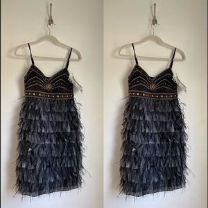 💯 New J Peterman Black Feathers dress